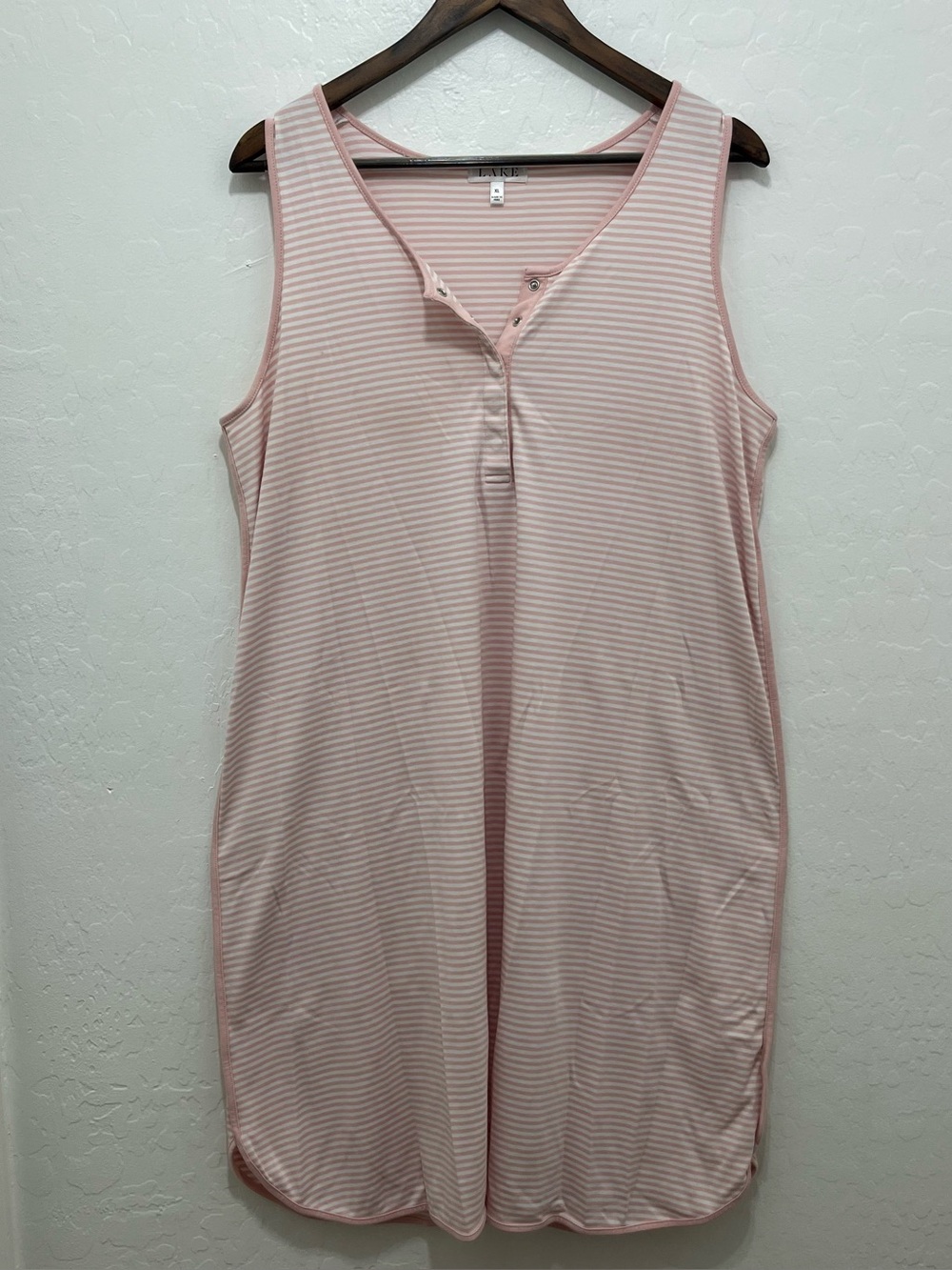 LAKE Pima Maternity Tank Gown in English Rose Stripe XL